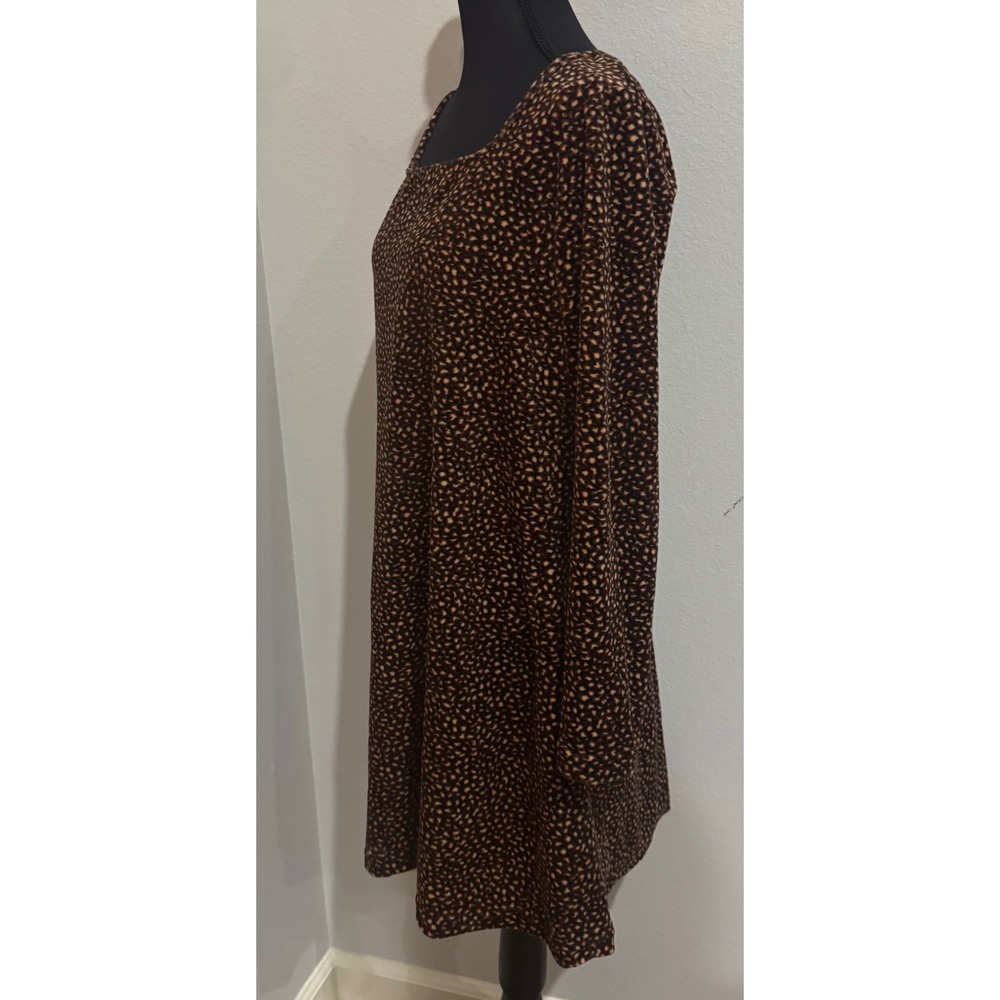 Vintage Dressing Clio Brown Print Long Sleeve Square Neck Dress‎ Medium - Picture 2 of 11